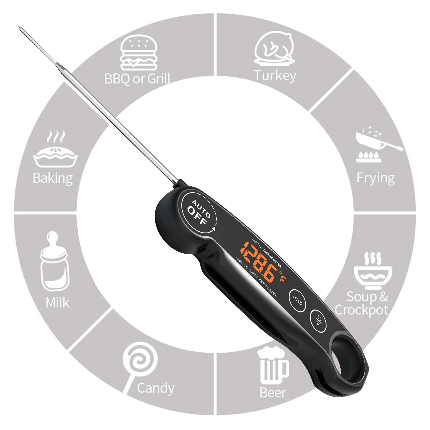 Instant Read Digital Meat Thermocouple Thermometer For Kitchen And Outdoor Food Cooking Thermometer With Fast Response Probe