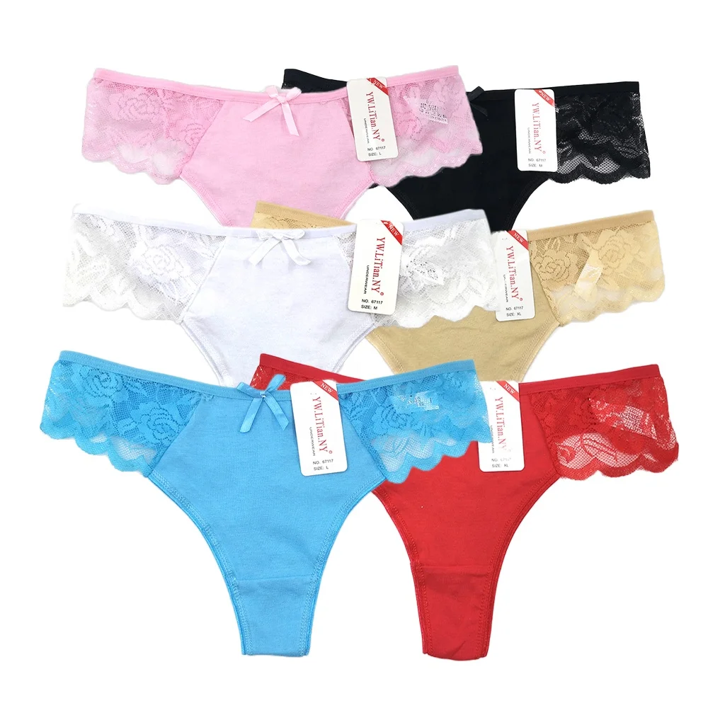 
Trending hot products side lace sexy t-back bikini open girl woman underwear panty thong 