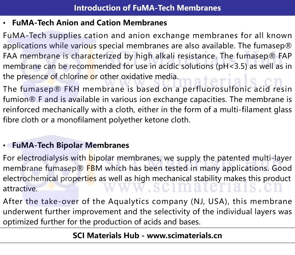Fumasep FKL-PK-130 Cation Exchange Membrane for concentrating alkaline solutions, electrodialysis and electrodialysis