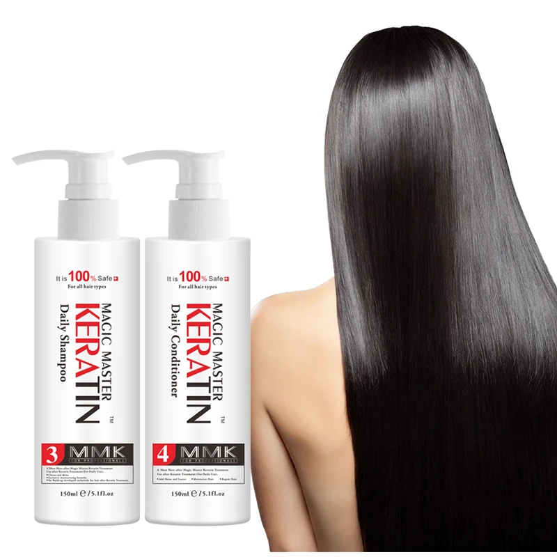 MMK Professional Salon Brazilian Keratin Treatment Daily Care Coconut Repairing Collagen Keratin Hair Shampoo And Conditioner