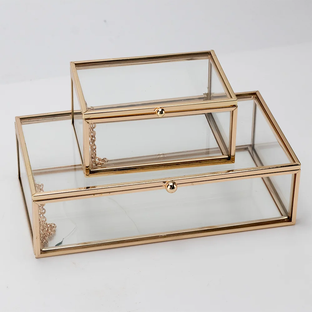 Свадебный подарок, декоративная стеклянная коробка для ювелирных украшений с зеркальным узором