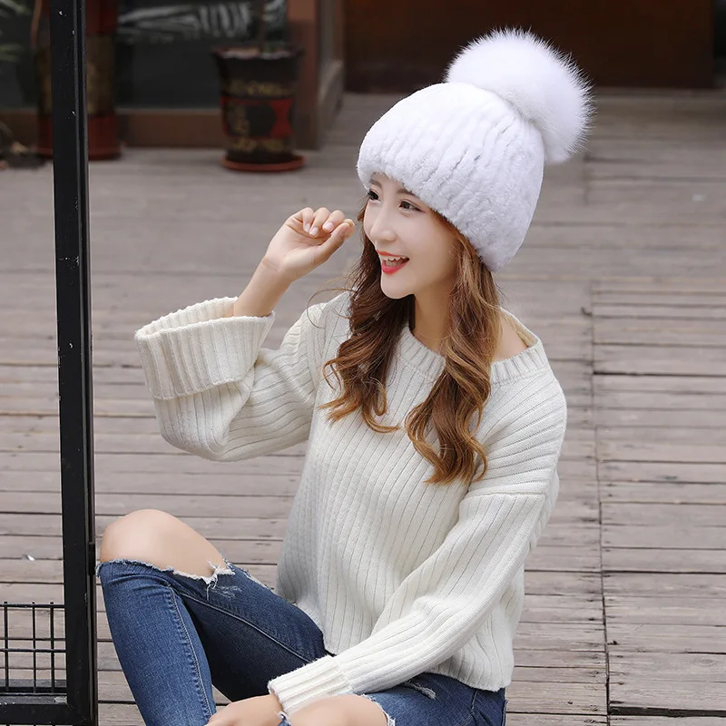 winter beret hat for women knitted hat rabbit fur be  fur hats bucket  fur winter fox  women Gaoding  Rex rabbit hair Plush