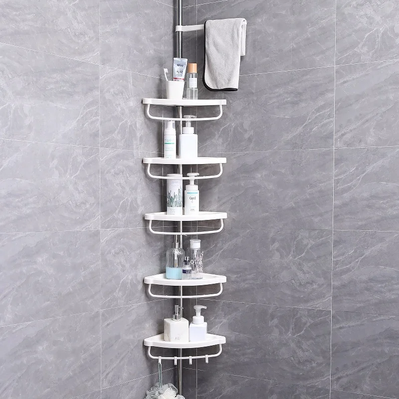We House Hardware Wall Mounted Stainless Steel Shelves 4 Layers Shower Rack Bathroom Corner Shelf Aluminum Enclosure