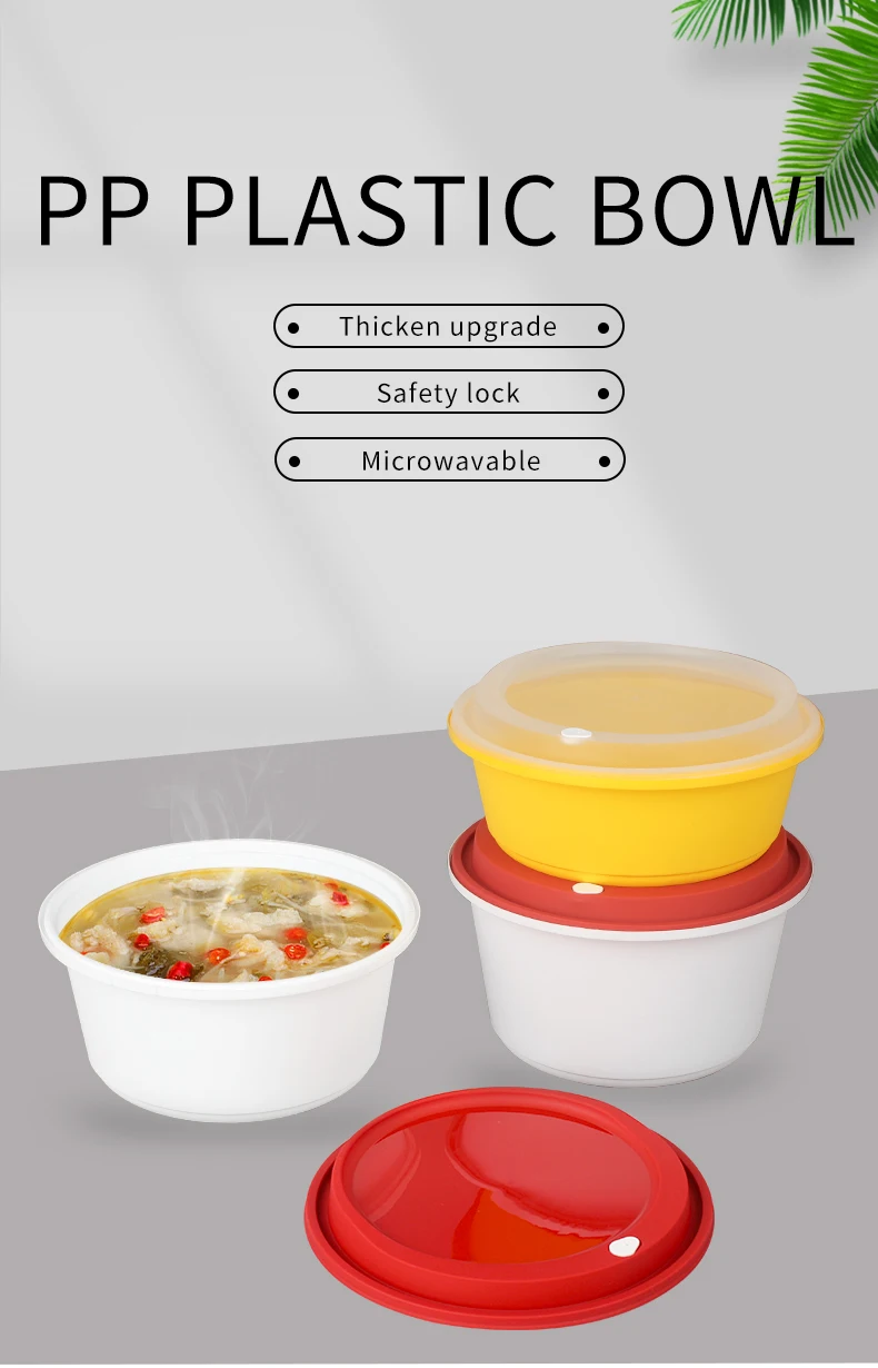 LOKYO microwave round pp plastic meal prep round soup bowls food packaging disposable plastic bowl