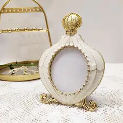 Afternoon Tea 2 Inch Diamond Perfume Bottle Metal Photo Frame Pendulum, Bow Tie Pink, Creative Round Photo Frame