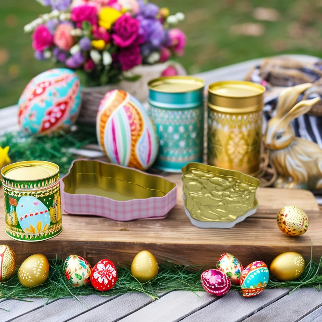Popular Cartoon Tin Cans Custom Printed Child Gifts Easter Holiday Snack Candy Cookie Chocolate Metal Can Canister Tins Box Lid