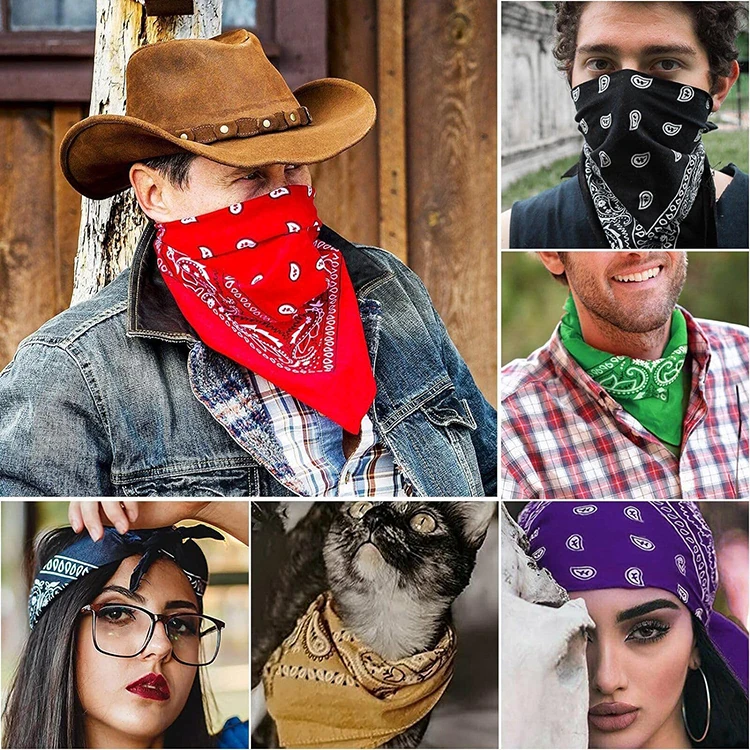 Fashion 18 colors Paisley printed cotton Bandanas Recycled Bandana Square Head Wraps Kerchief Neck Scarf Novelty Cotton Bandanas