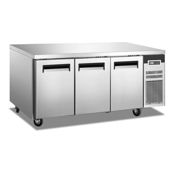 Stainless steel 3 doors commercial refrigerator under working table refrigerator undercounter chiller