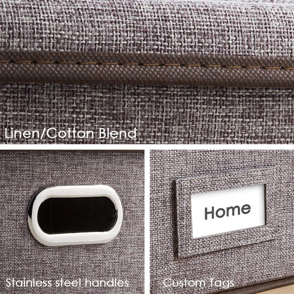 File Organizer Box Collapsible Decorative Linen Filing Storage Hanging File Folders with Lids Office Cabinet Letter