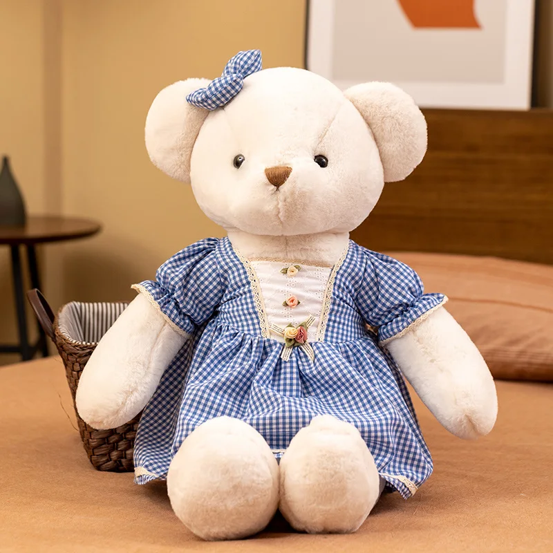 Горячая распродажа милая маленькая юбка плюшевый мишка кукла подарок на день Святого Валентина праздник медведь с клетчатым цельным