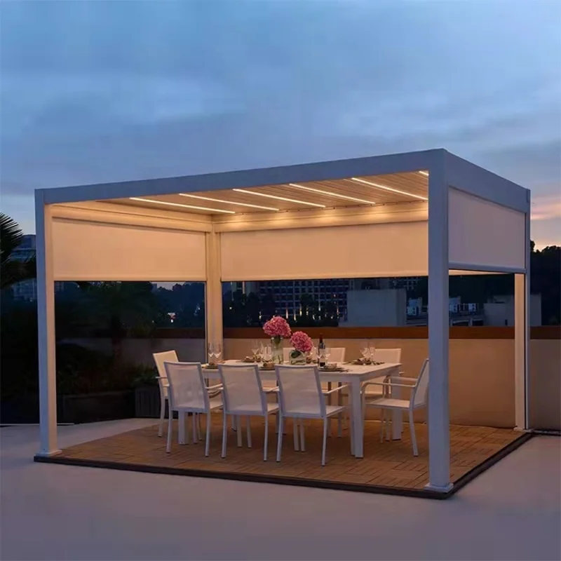 OEM 3*5 5*10 10*15 Easily Assembled Modern Garden Outdoor Aluminum Louvered Pergola Bioclimatique Electric Patio Gazebo Pavilion