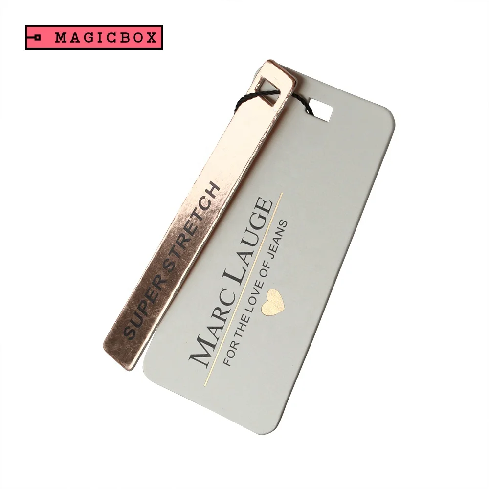 Роскошный Пользовательский логотип, розовое золото, штампованная фольга, подвесная этикетка, бирка, специальная Золотая бумажная подвесная бирка для одежды с застежкой-шнурком