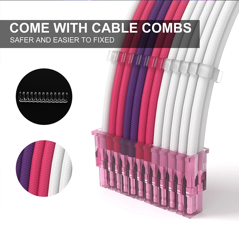 PSU Sleeved Cables Extension Kit Psu Cable Extension Cpu Power Supply 30cm ATX 24pin,CPU4+4p,PCI-E 6+2p ATX Cable