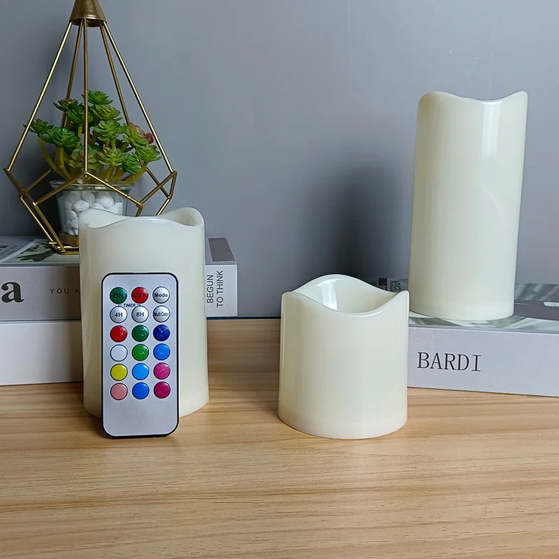 New Battery Operated Flameless Remote Control Color Changing RGB Plastic Candle Light for Wedding Birthday Party Decoration