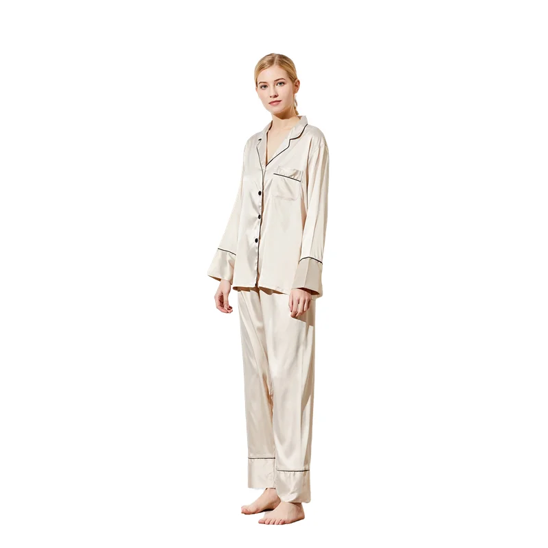 825 Satin Long Pajamas Set With Pants Satin Silk Pajamas For Women Set Plus Size Loungewear Women Sets