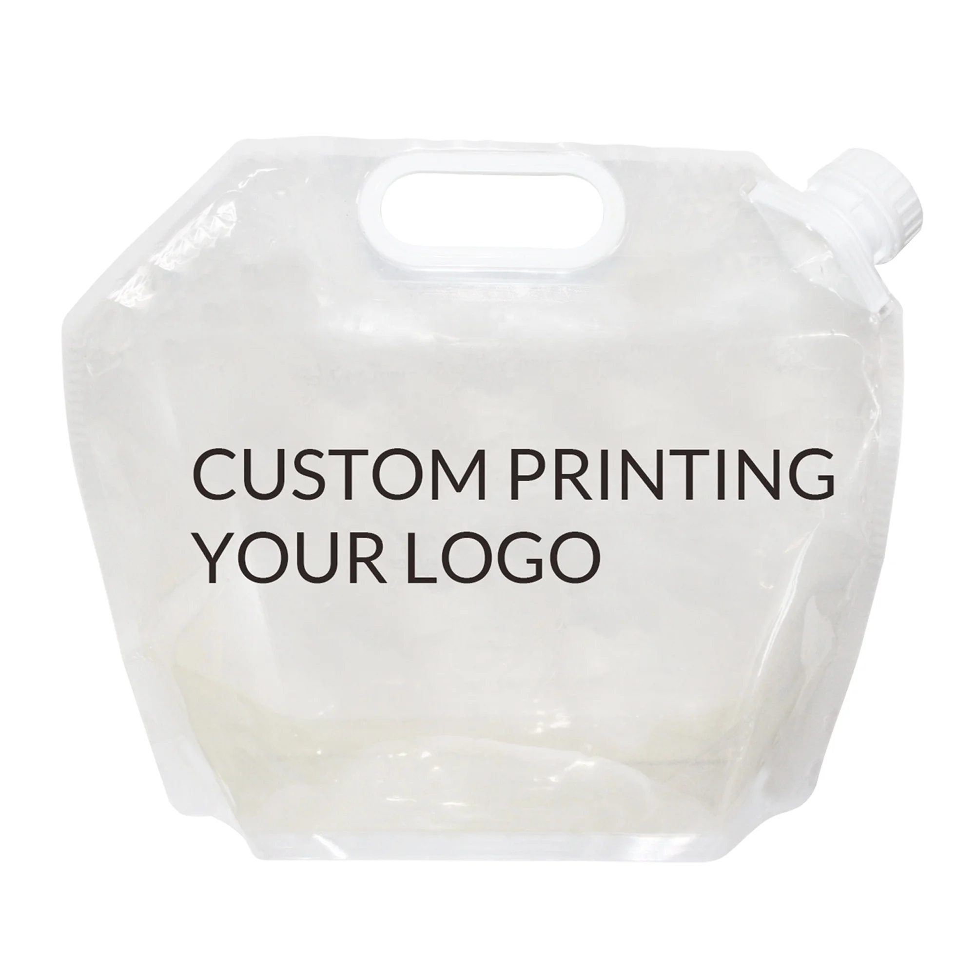 Custom logo Reusable 330ml 600ml 4L 5 Liters 10 Liters Plastic Liquid Drinking Mineral Water Spout Pouch