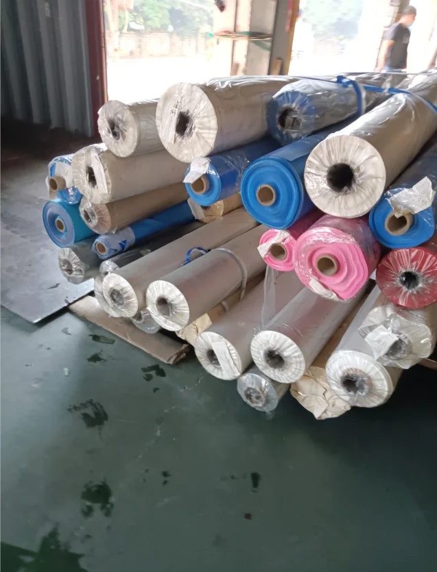 Vinyl Coated PVC Tarps Stock LotJacquard Woven Plain Style FabricBlackout and Flame Retardant for tent,cover