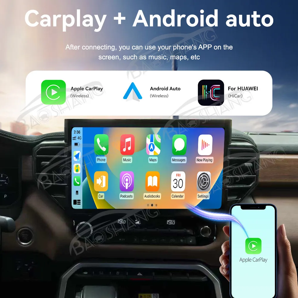 14.6' Carplay For Tundra Sequoia 2020-2024 Android 13 GPS navigation Multimedia Player Wireless Car Radio Head Unit HD Screen