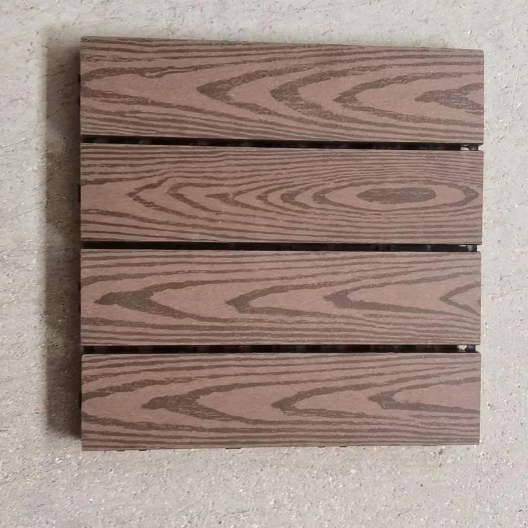 Waterproof Wood Grain Flooring WPC Deck Tiles For Balcony Garden Bathroom Living Room
