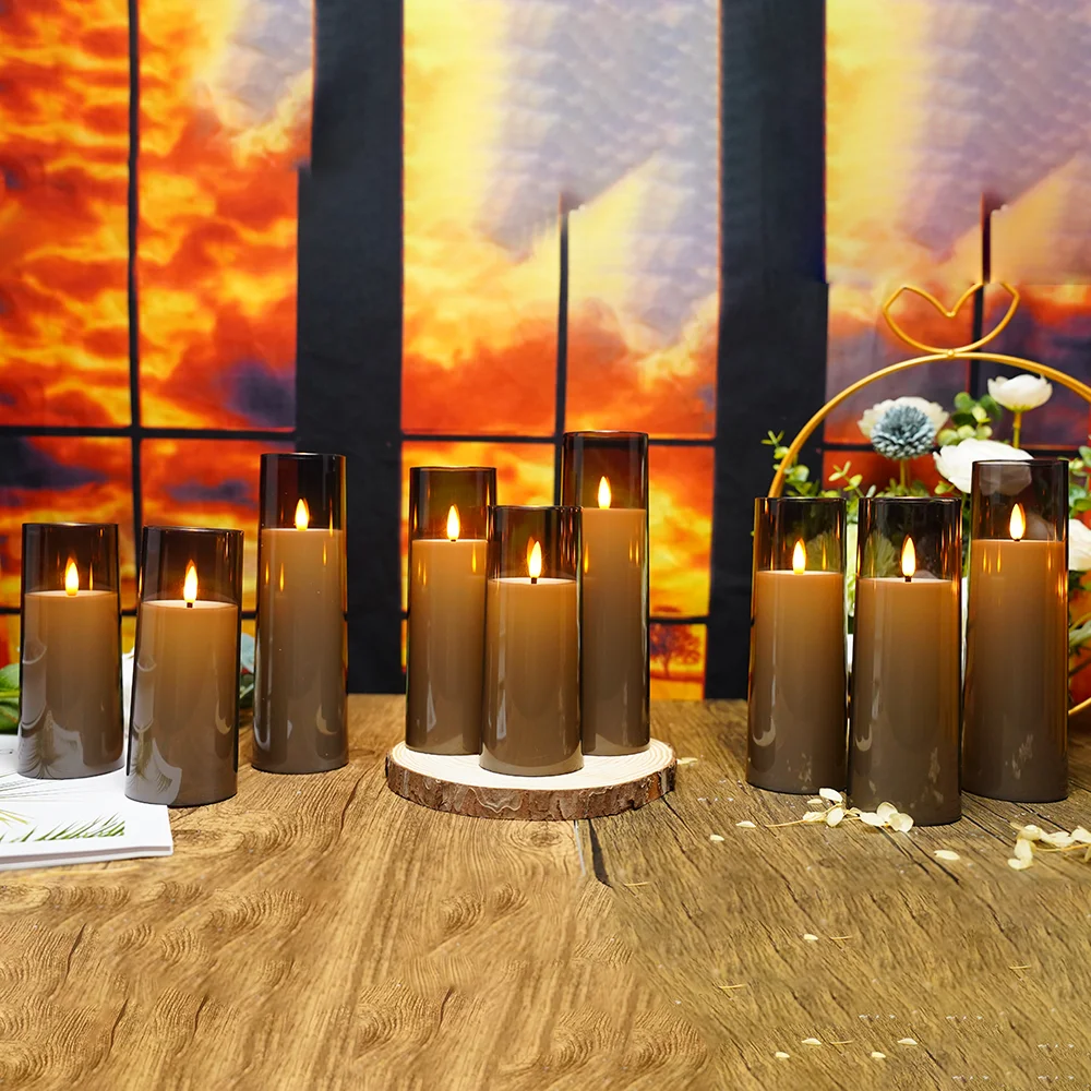 kakoya Grey candles set remote control classic style replaced wick high end pray Halloween Christmas Led candle light