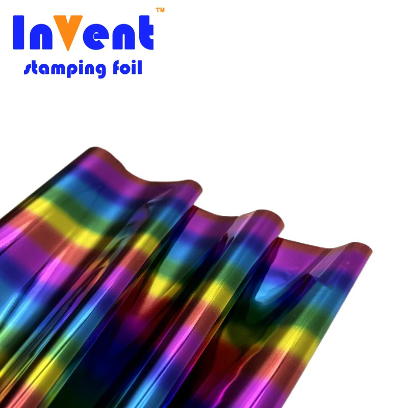 Rainbow gold Laser Toner Reactive holographic Foil Printer Transfer Hot Stamping Foil rolls for cards paper