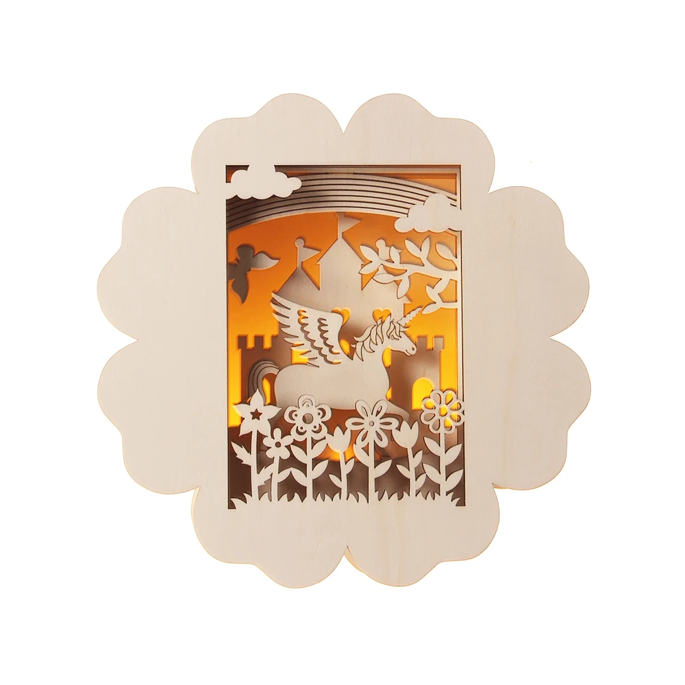 
Horse fox car pattern wooden home decoration art lightbox light box 