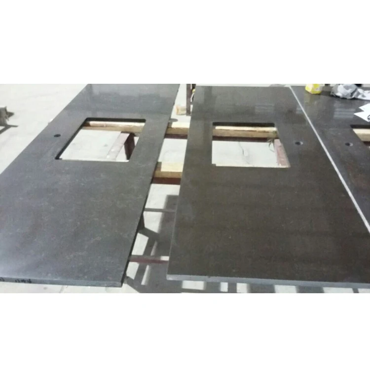 Hotel Engineered Stone Prefab 3cm Kitchen Quartz Worktops Dark Gray Quartz Stone Countertop