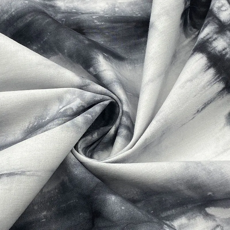 Ready stock black white plain weave 105gsm two tone custom poplin printed 100% cotton tie dye fabric