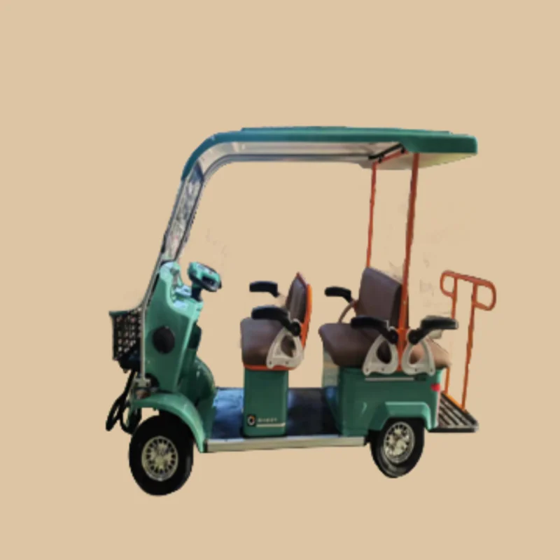 New 60V Multi-Row Seat Leisure Four-Wheeler Semi-Closed Cover Safety Handrails Integrated Battery Steel Frame Rear Hub Motor