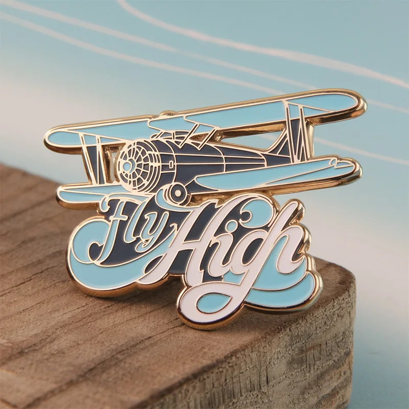 Manufacturer Wholesales Custom Metal Airplane Plane Wings Tie Enamel Lapel Ticket Pins Badges