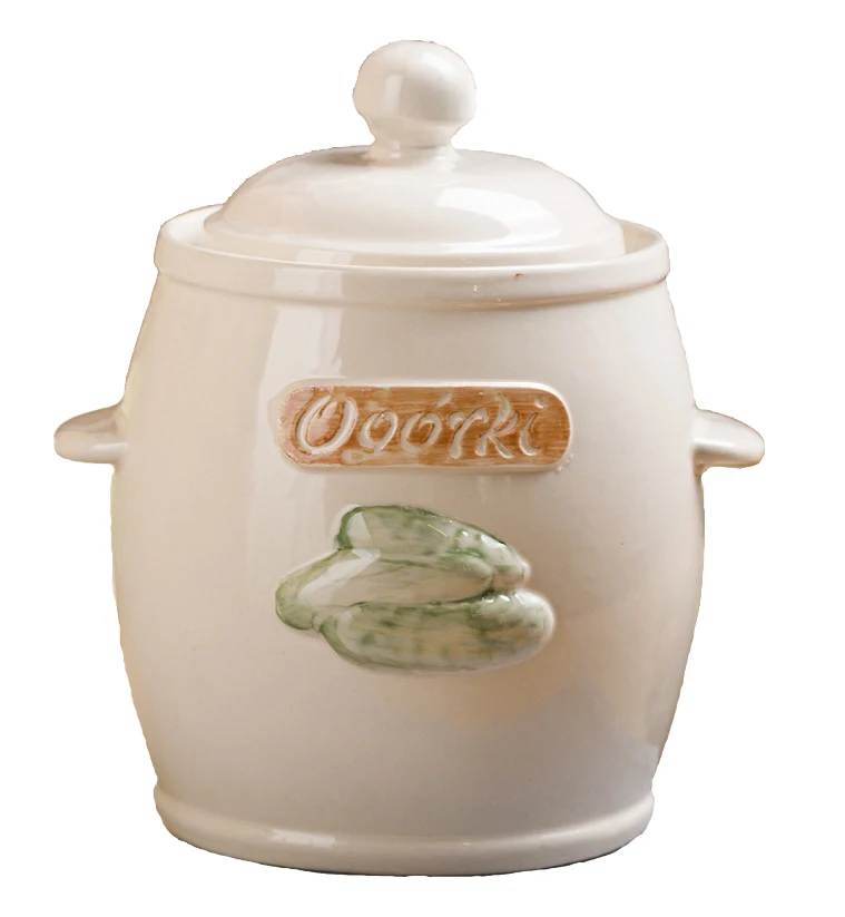 Custom porcelain jar pickle sauerkraut cucumber stoneware cream hermetic jar ceramic fermentation tank