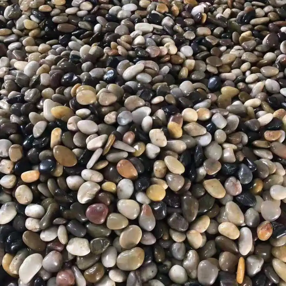 Mixed high  polished pebble stones used for decorating garden bonsai