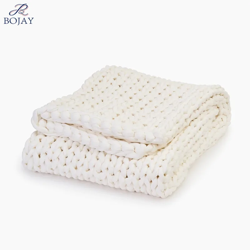 Soft Cotton Material Premium Weighted Blanket Throw Heavy Cooling Chunky Knitted Cooling Weighted Blanket