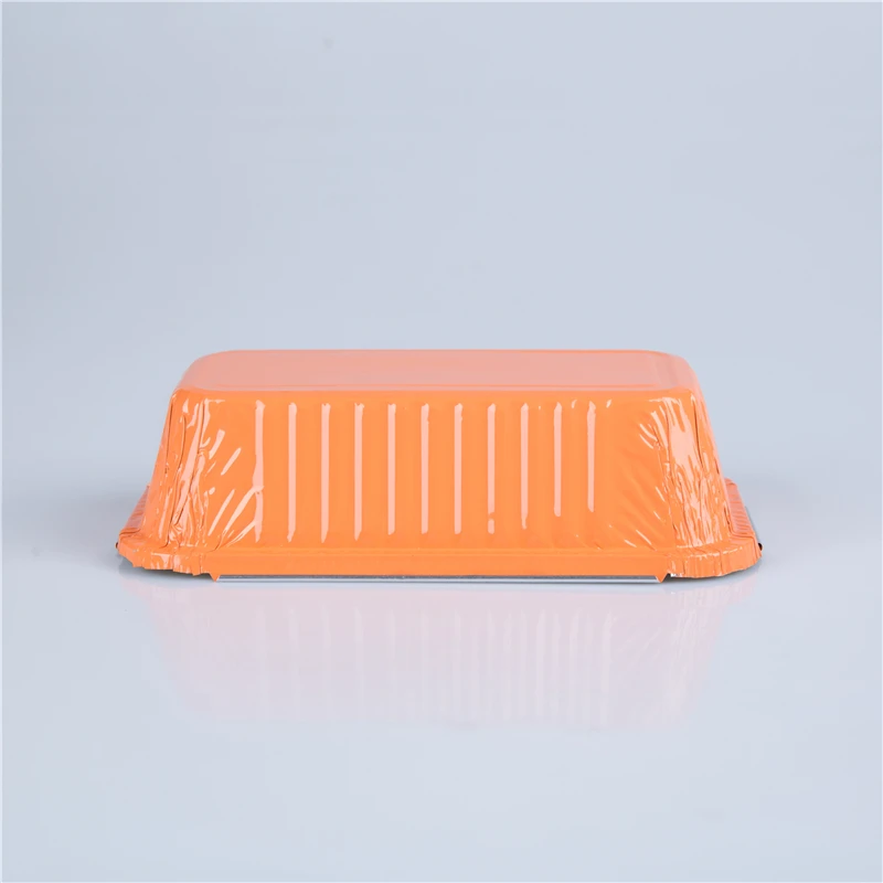 Colorful 650ml pasta spaghetti broiler packaging pan rectangle aluminum foil food box disposable take out container for catering