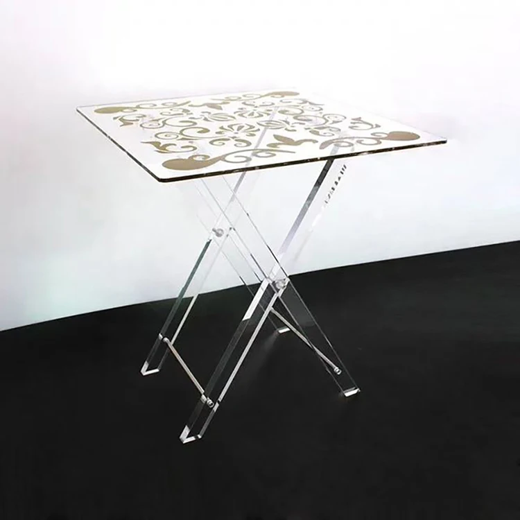 Custom Modern Pattern Foldable Round Square Acrylic Coffee Table Dining Table