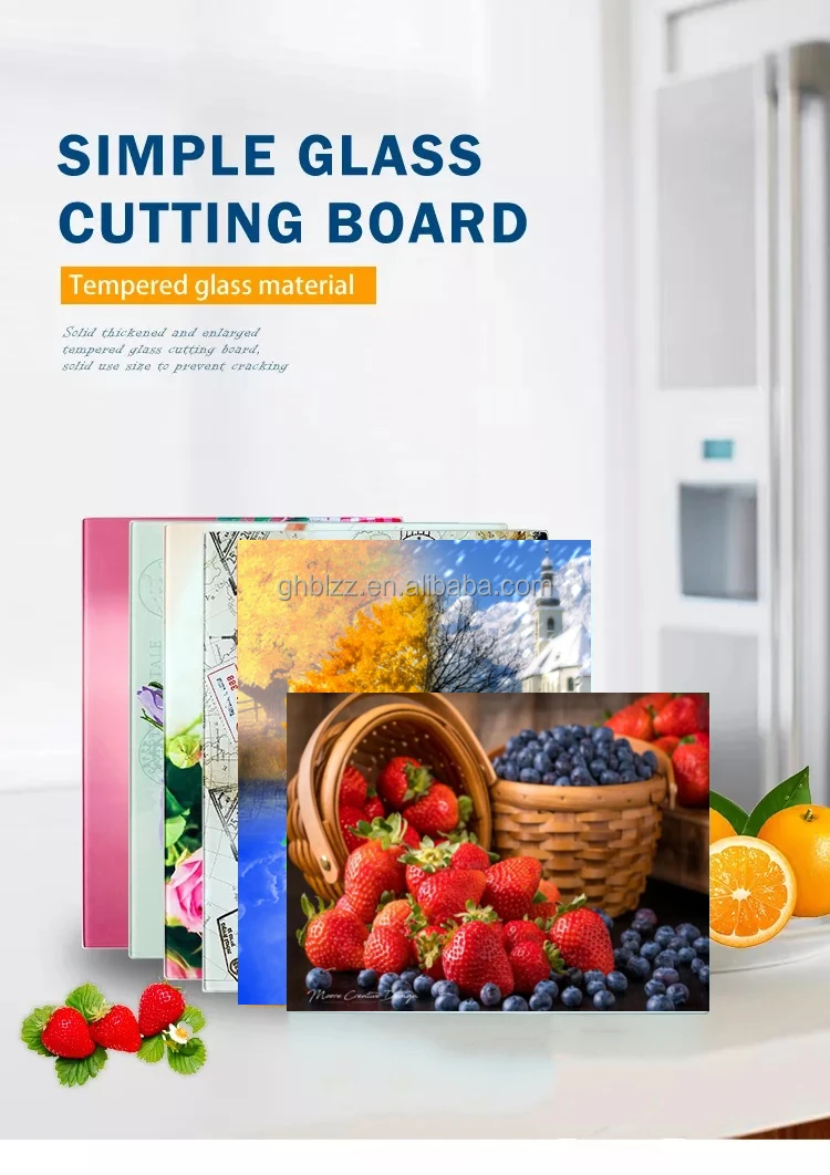 Sunmeta Custom Tempered Sublimation Chinchilla Glass Cutting Board for Kitchen