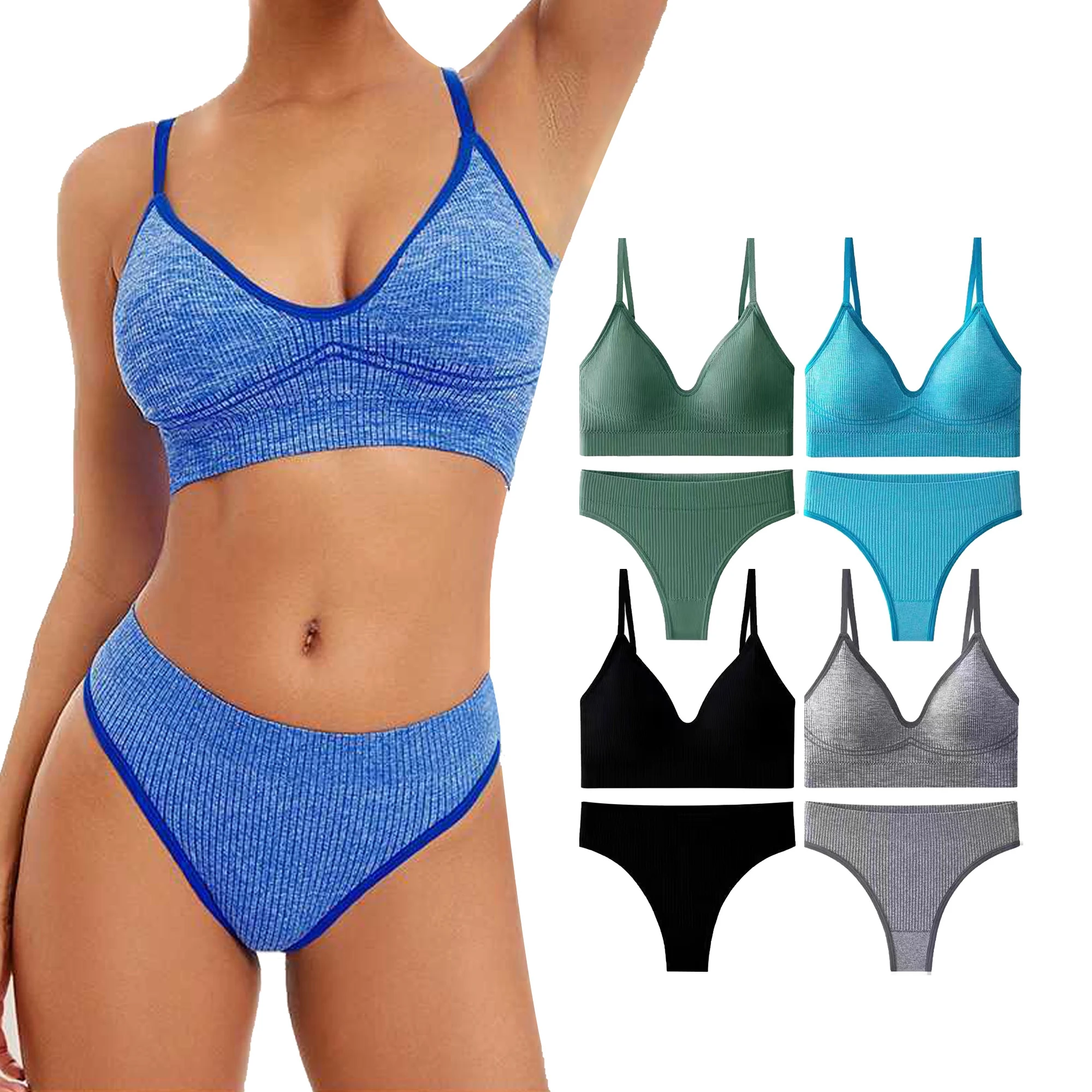 factory French Seamless Lingerie Custom logo Wireless Plus Size Bra and Slip Sets