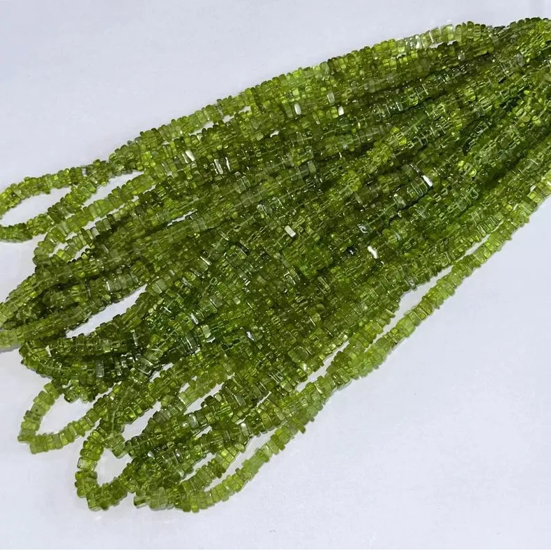 Natural Green Peridot Gemstone Heishi Beads Irregular Chip Spacer Beads Square Loose Stone 1.5X4mm/2X5.5mm Jewelry Making