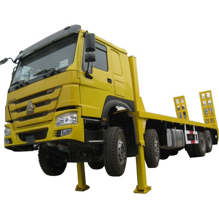 8T Knuckle Boom Crane 8X4 Self Loading Flatbed Truck With Ramp