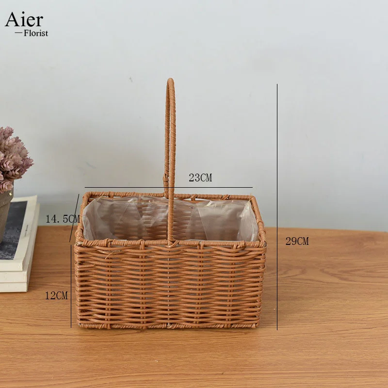 Aierflorist Flower Arrangement Basket Straw Wicker Hanging Flower Wicker Basket Gift Flower Arranging Basket