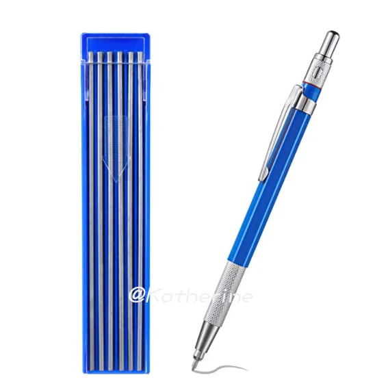 High Quality Metal 2.0mm 2B Propelling Pencil Silver   Streak Welders Mechanical Pencil with 6 PCS Refills