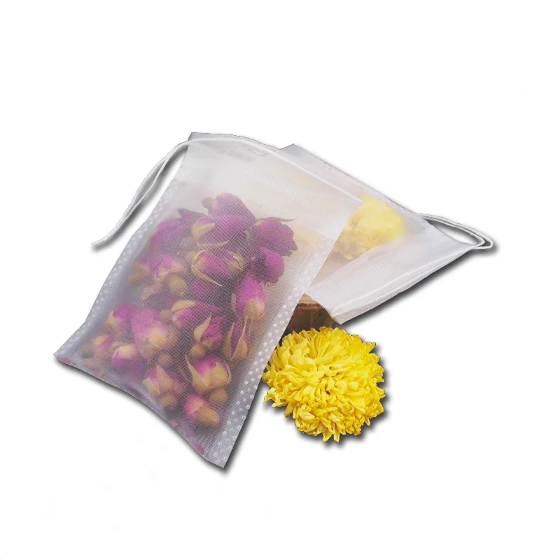 China factory wholesale nylon materials pull rope coffee tea bags custom logo