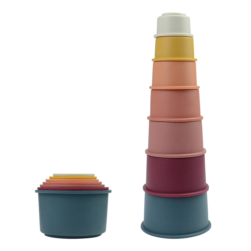 2023 Intelligence Educational Stacking creative Toys Stack Up Cup Silicone Soft Teething Toy Baby Bpa-Free Silicone