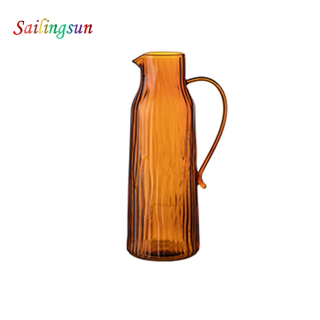 decorative colourful pyrex thermo proof glass beverage coffee water jug