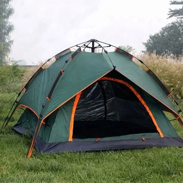5-7 Person Automatic Camping Tent Dual Layer Summer Mongolian Hexagonal Yurt Tourist Tent for Outdoor Travel