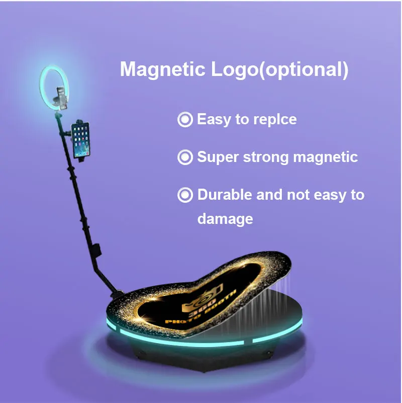 68 80 100 120 Cm New Design 360  Machine Portable Selfie Platform Mirror Led Lighting 360 Spin Photo Booth With Rotating Stand