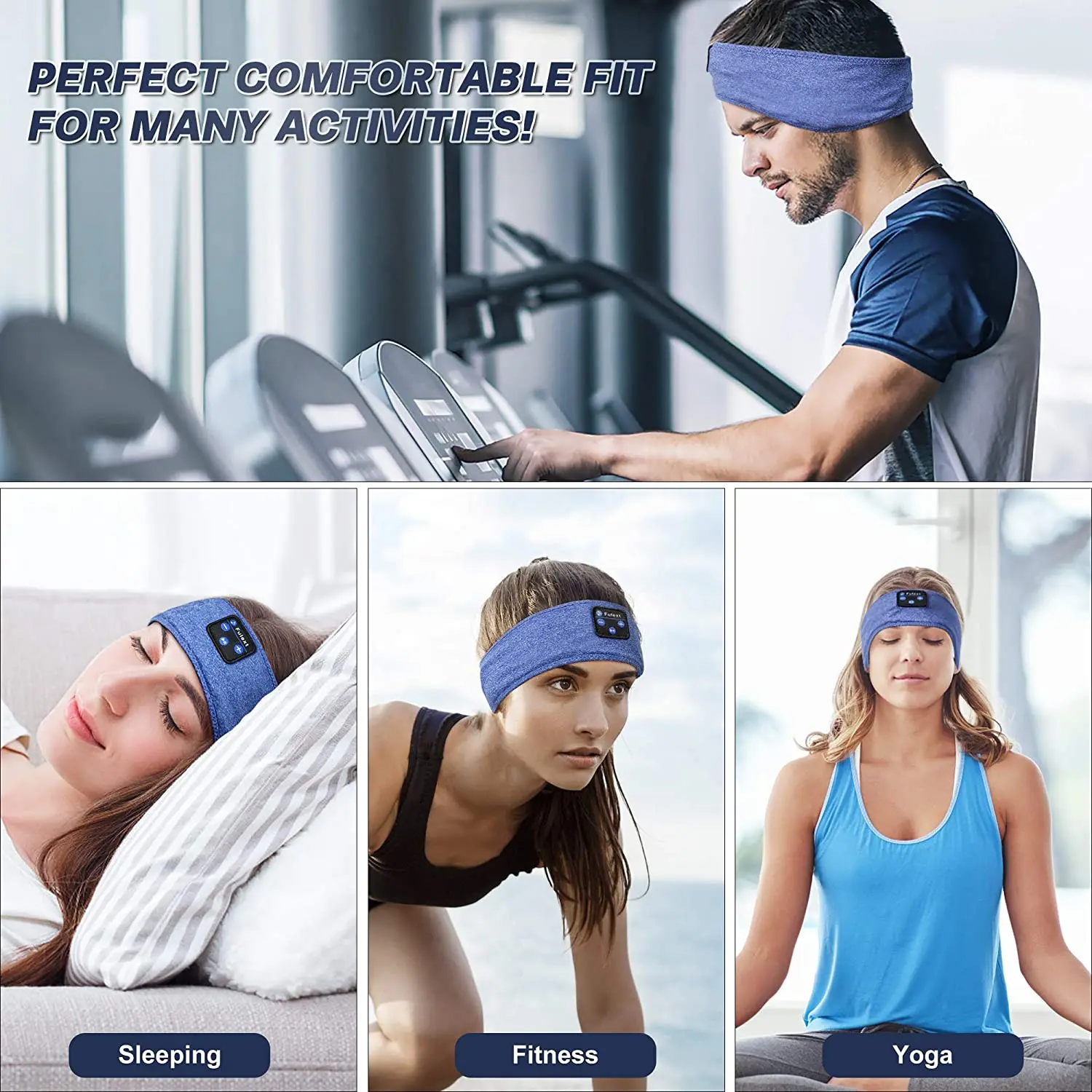 Women Wireless Music Eye Mask Bluetooth-compatible Sleeping Earphone Man Smart Sport Headband Headset Sleep Headphones
