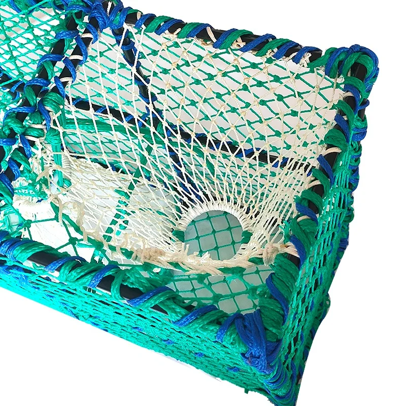 wholesale Folded Hexagon Fishing Net Shrimp Baits Cast Mesh Trap Aquaculture fish cage crab trap