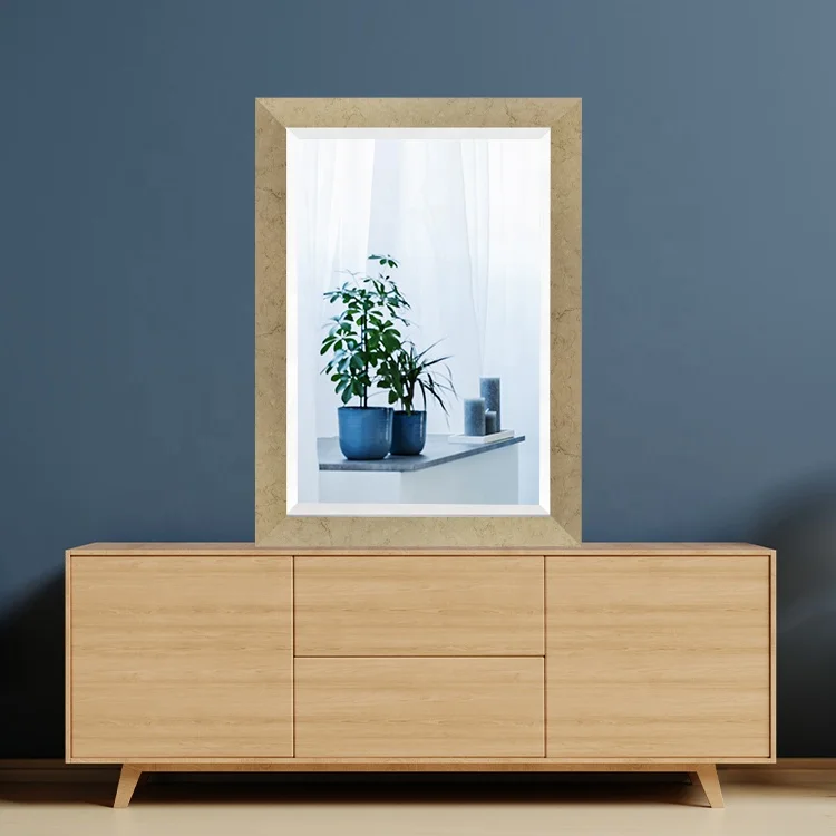 2024 Hot Sale Rustic Solid 3D Wood Framed Wall Hanging Vanity Bathroom Mirror