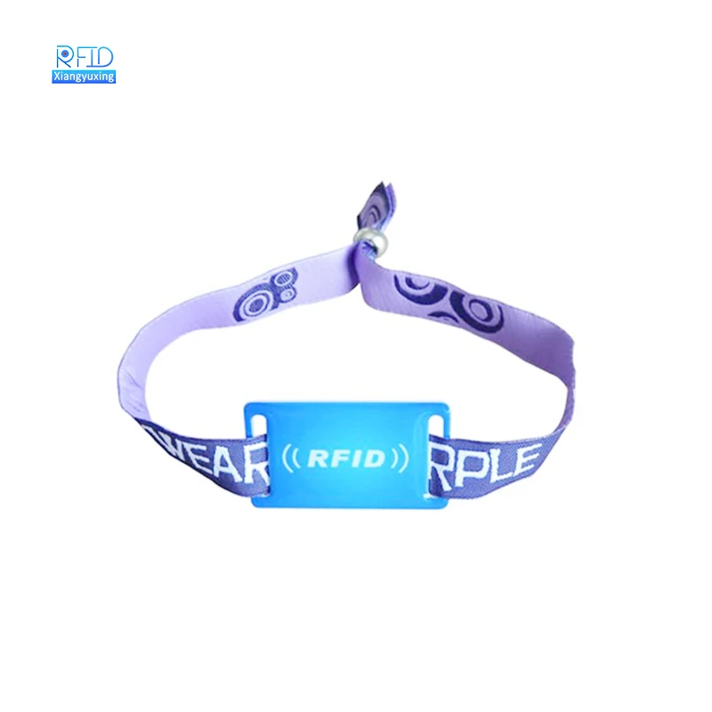 Custom Hot sale RFID Woven Fabric Elastic 13.56mhz NFC Bracelet  rfid wristbands